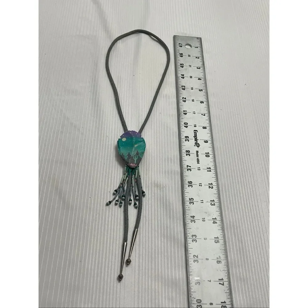 Vintage Desert Mountain Scene Southwestern Bolo Tie Rare